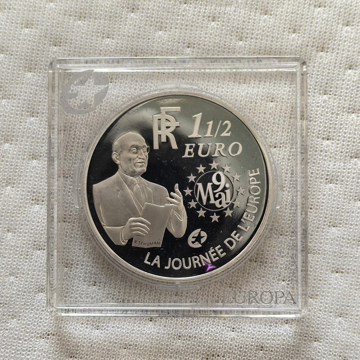 道一币馆币章第一百六十场 欧洲之星 法国2006年5月9日欧洲日1.5欧元精制纪念银币 22.2g 900S 40000