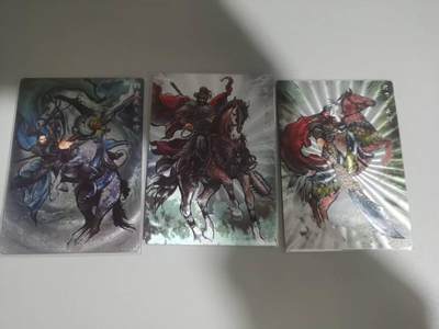 光影卡牌第27期，各家亲签，各家套卡，持续收拍品 - 张建东水浒，关胜＋林冲＋秦明，彩色粗闪限编