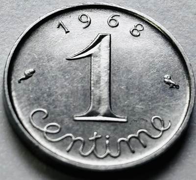 文馨钱币收藏第 286 场，圣诞节专场【 长期接收代拍品低至 0 佣金】 - 好品 1968 年法国 1 生丁