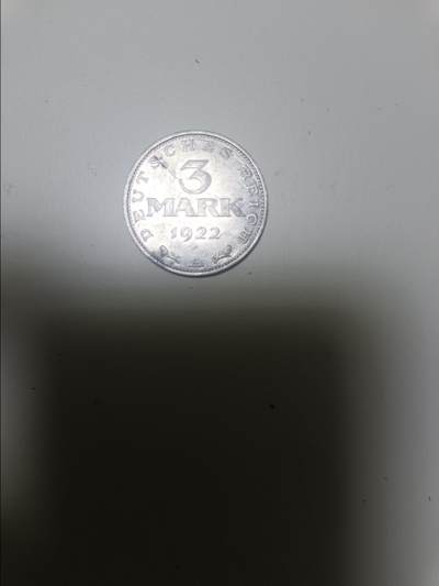 【20251223】非全新纸币和硬币第316场 - 德国1922年3马克硬币