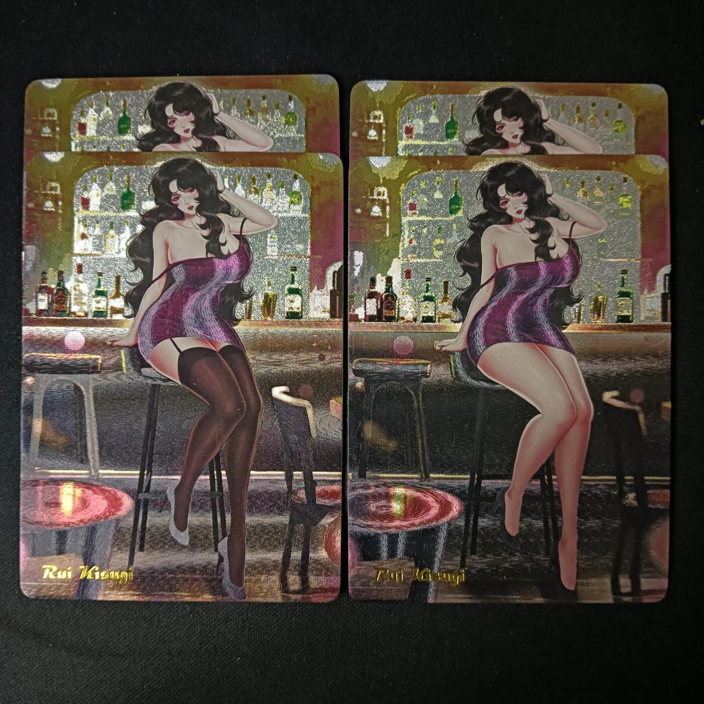 花开卡拍第61期（3月7号周六截拍，品控勿拍!!!拍品不寄存，运费5元（新疆需补运费差价或顺丰到付），自制卡难免瑕疵，可能存在轻微撞角爆边等出厂瑕疵，品控介意勿拍！） 逍遥卡牌同人原创 来生泪双形态对卡 粗闪4张