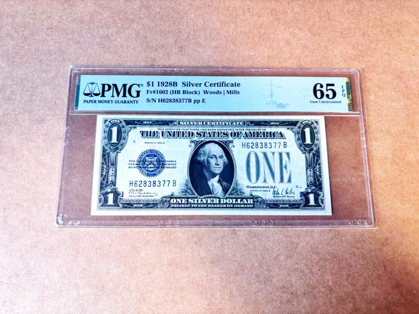 【Blue Auction】世界纸币精拍第765期——18级TOP拍卖/信誉/品质/专业/高效💫 美国 1928B 1美金 银币券 PMG65EPQ 