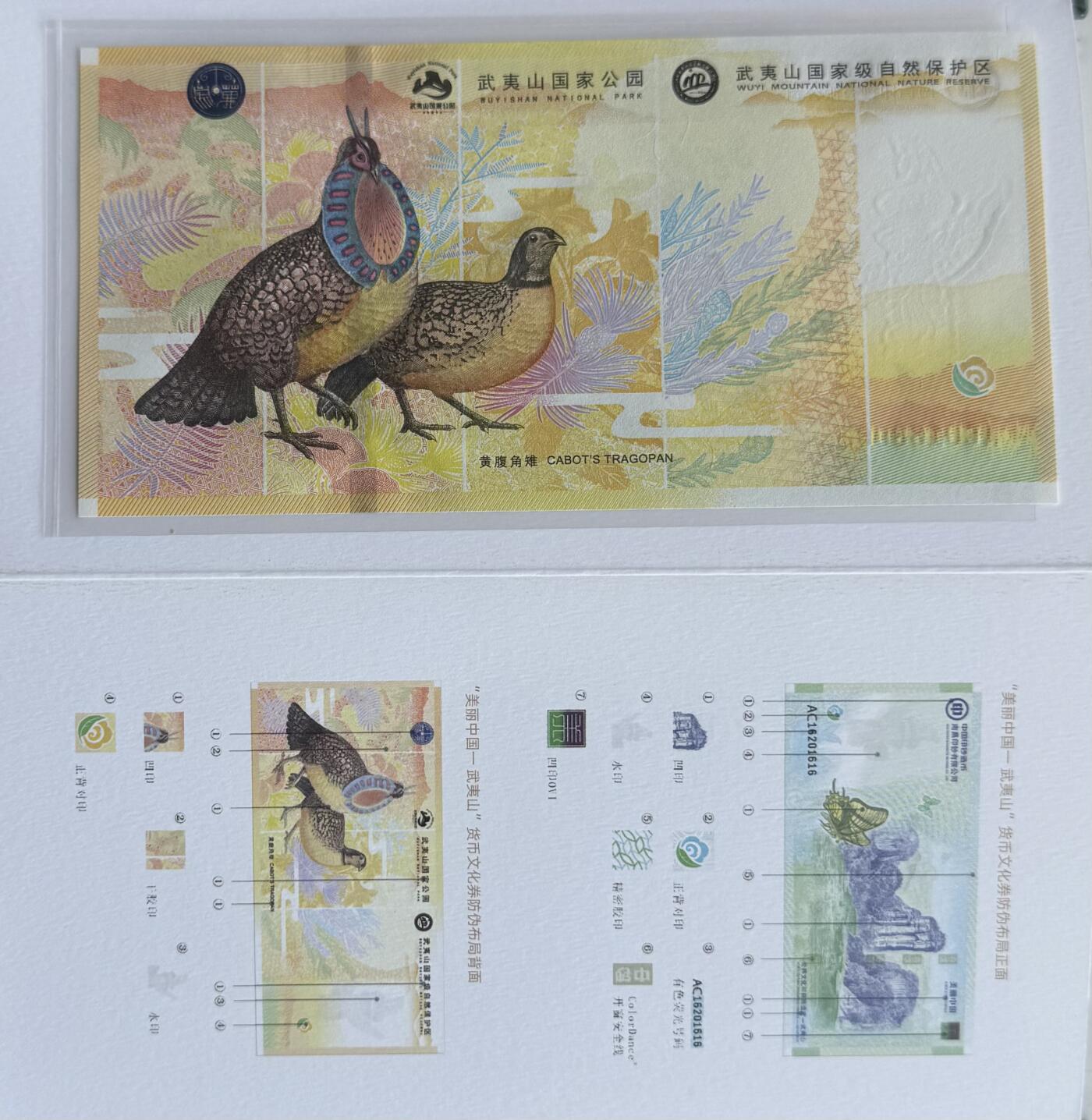 2025第27场（总第227期）：精品连体纪念券专场 倒置号016806 南钞/世界双遗产“武夷山”纪念券册装UNC（发行价128元）