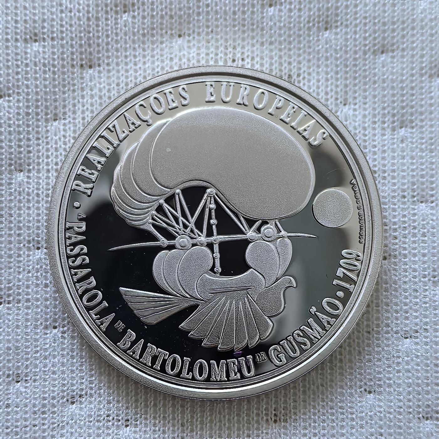 道一币馆币章第一百六十场 欧洲之星 葡萄牙2007年最早的热气球Passarola8欧元精制银币 31.1g 925S 25000