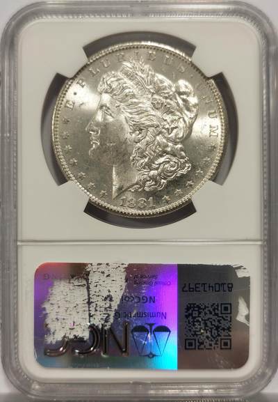 博洋堂世界钱币拍卖第154期（全场包邮） NGC MS64 美国1881年S版摩根大银币，镜面感十足