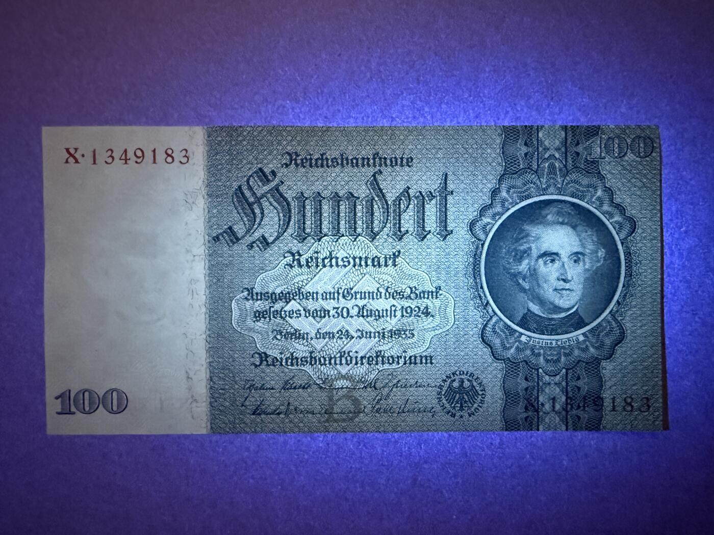 《艾美收藏》第225期-12.15周日外币精选场 德国100马克 1935年老版本 化学之父李比希 大票幅