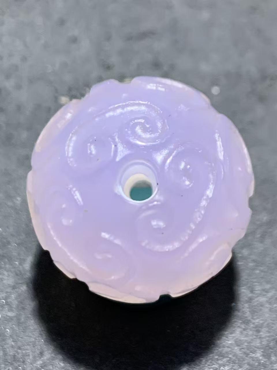 稀有紫罗兰高冰荧光润料玛瑙2.0通货回纹珠一颗，