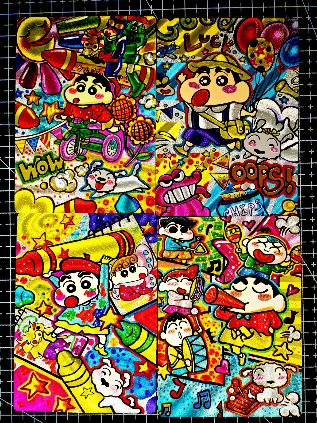 琦卡当当铺～第26期★★各种小漏~支持寄存★★~【9点40结束】扫码加群抽[包邮券]~ 奇点卡牌 盲包卡 粗闪 蜡笔小新   4张