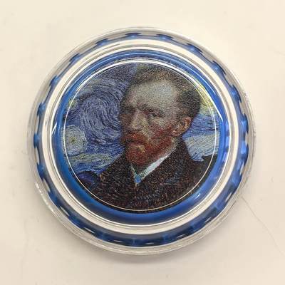 博洋堂世界钱币拍卖第153期（全场包邮） - 乍得2022年1000中非法郎彩色精制银币 凡高瓶盖 6克999银 发行量：5千 盒证全（盒就是证）