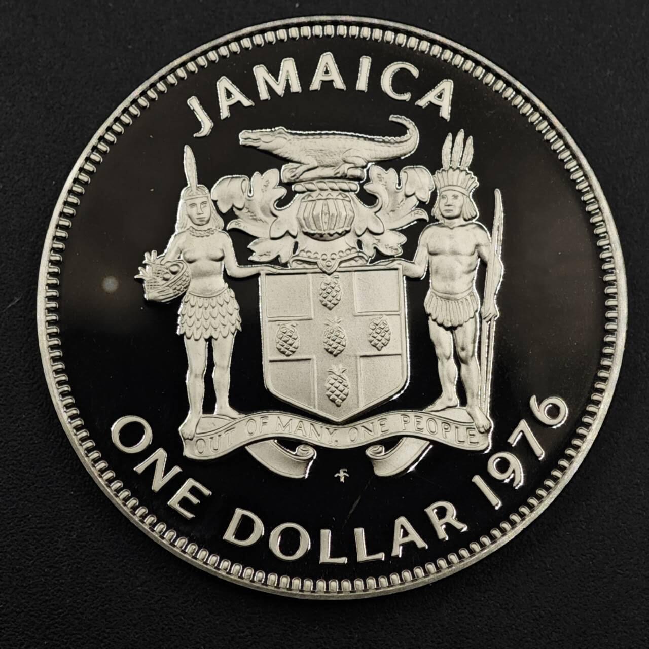 【淘币小摊】实时拍第八百三十三拍   散币场   满百包邮可预留二周 每周一统一发货   牙买加1976年总理布斯塔曼特1元精制镍币