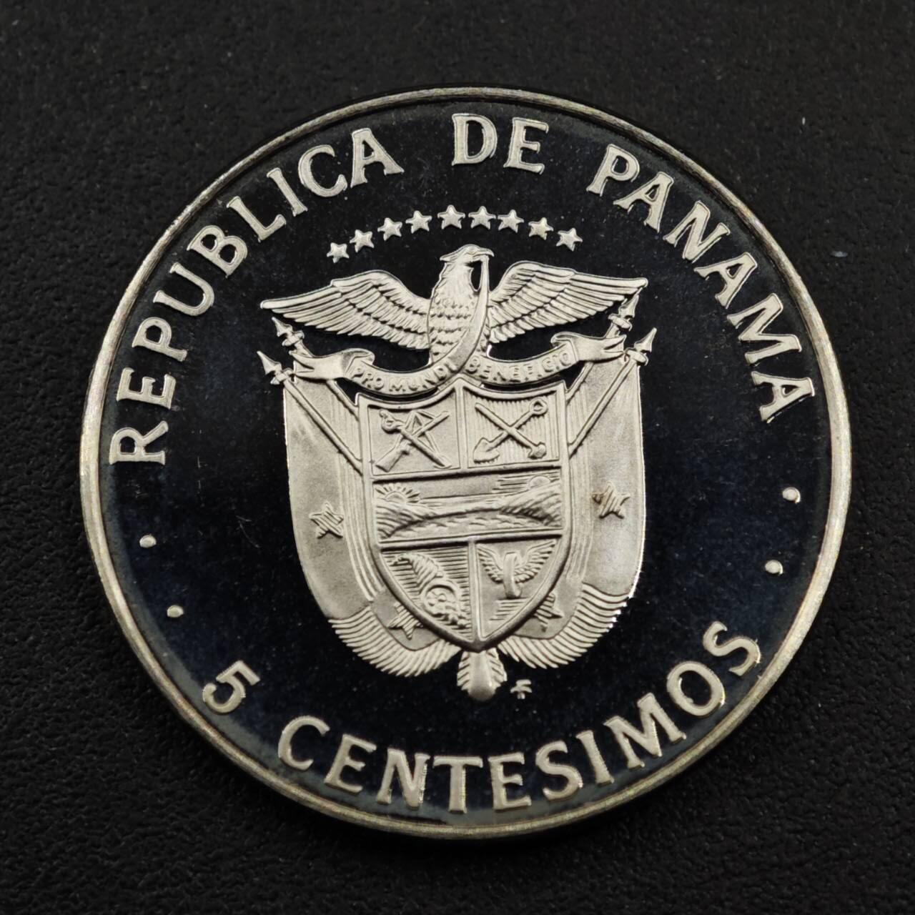 【淘币小摊】实时拍第八百三十三拍   散币场   满百包邮可预留二周 每周一统一发货   巴拿马1977年卡洛斯·芬利5分精制镍币