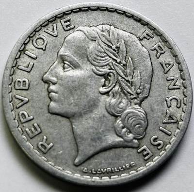 文馨钱币收藏第 286 场，圣诞节专场【 长期接收代拍品低至 0 佣金】 - 1949 年法兰西第四共和国 第一版本 5 法郎大铝币