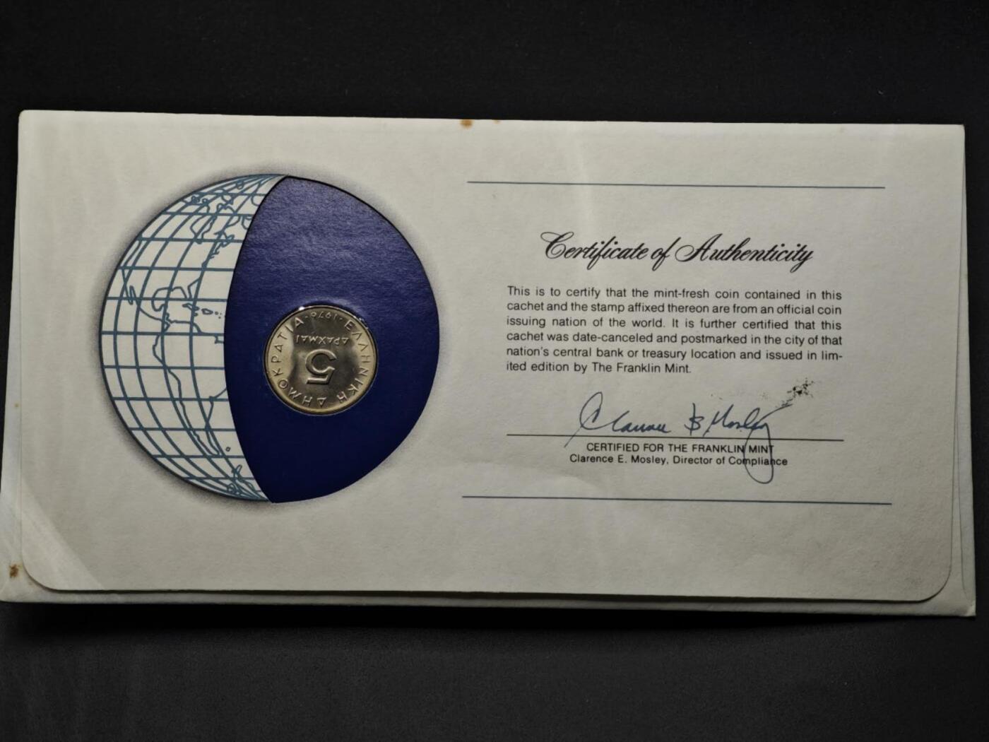 【淘币小摊】实时拍第八百三十三拍   散币场   满百包邮可预留二周 每周一统一发货   希腊1976年5德拉克马邮币封