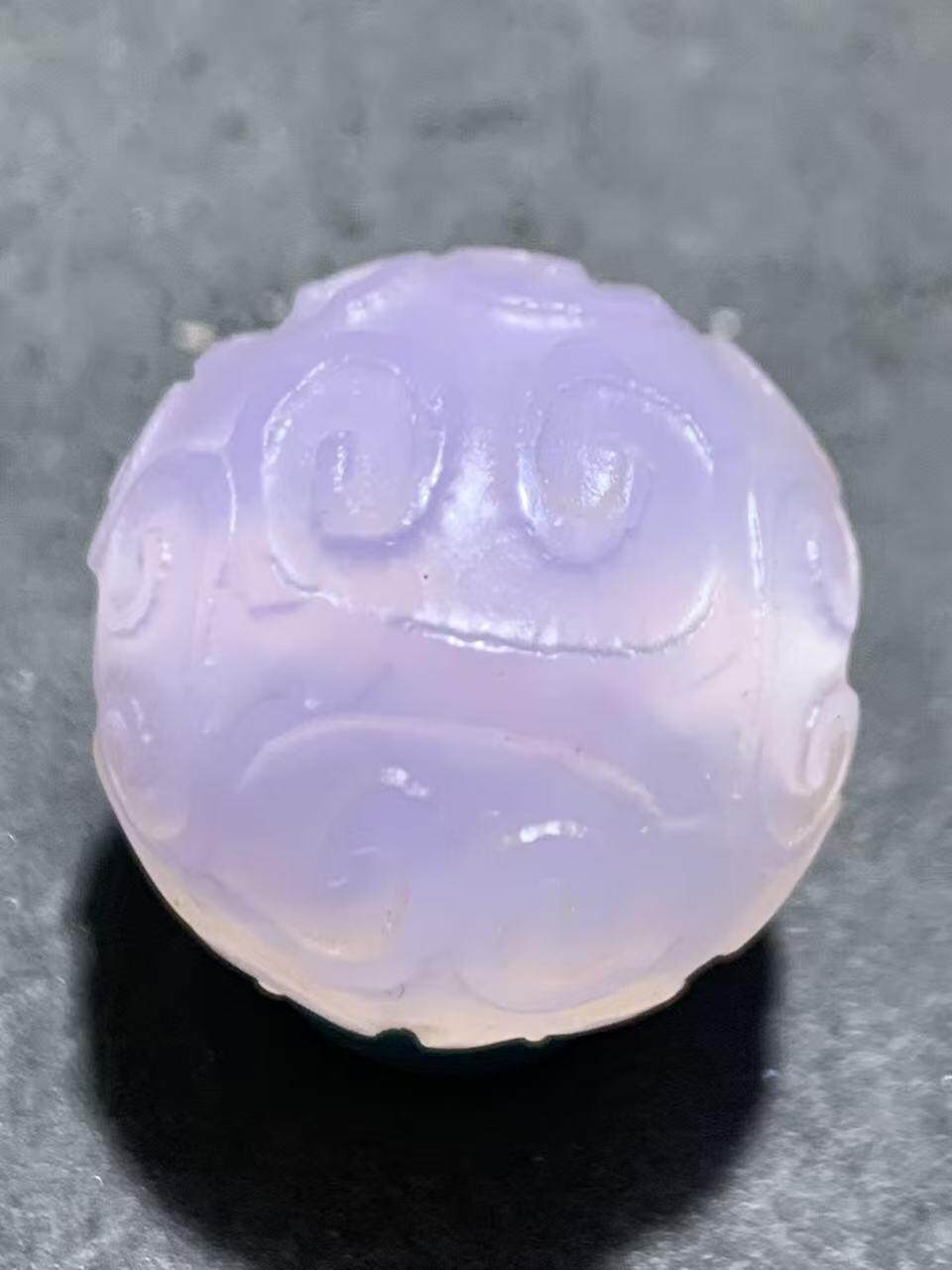 稀有紫罗兰高冰荧光润料玛瑙2.0通货回纹珠一颗，