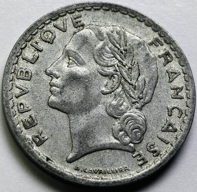 文馨钱币收藏第 286 场，圣诞节专场【 长期接收代拍品低至 0 佣金】 - 1949 年法兰西第四共和国 第一版本 5 法郎大铝币