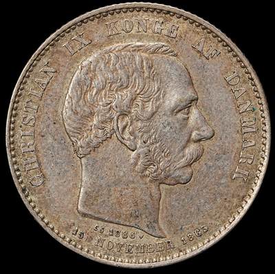 修遠堂世界钱币第九十八期 - 1888年丹麦国王克里斯蒂安九世登基25周年2克朗银币 15g，含银80%