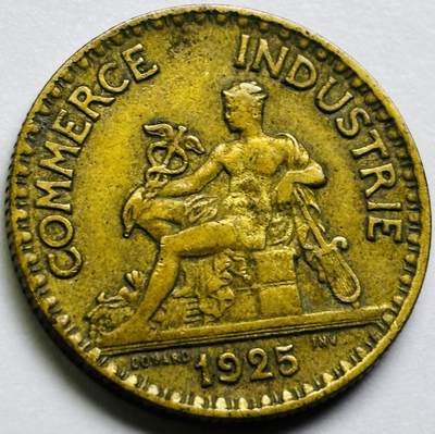 文馨钱币收藏第 286 场，圣诞节专场【 长期接收代拍品低至 0 佣金】 - 铜光美品 1925 年法兰西第三共和国 第一版本 2 法郎大铜币