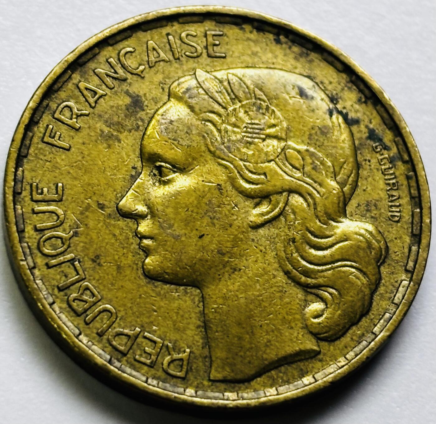 文馨钱币收藏第 286 场，圣诞节专场【 长期接收代拍品低至 0 佣金】 铜光美品 1952 年法兰西第四共和国 第一版本 50 法郎大铜币