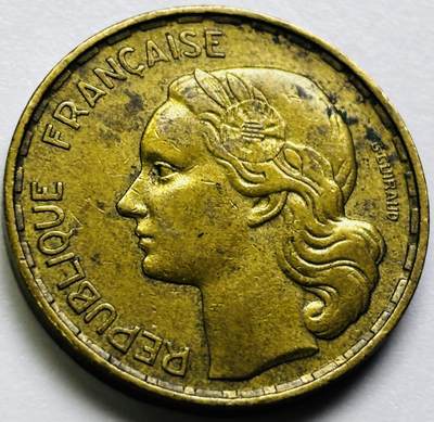 文馨钱币收藏第 286 场，圣诞节专场【 长期接收代拍品低至 0 佣金】 - 铜光美品 1952 年法兰西第四共和国 第一版本 50 法郎大铜币