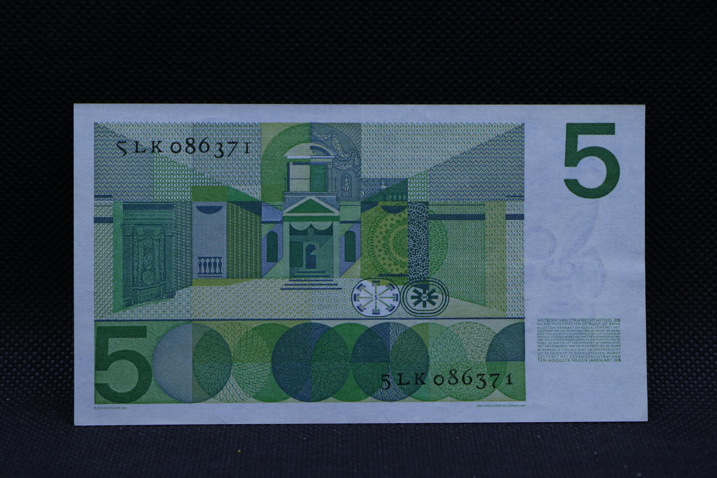 【淘币小摊】限时拍第八百三十四拍  纸币场  满百包邮可预留两周  周一统一发货   荷兰1966年5盾纸币【有折】