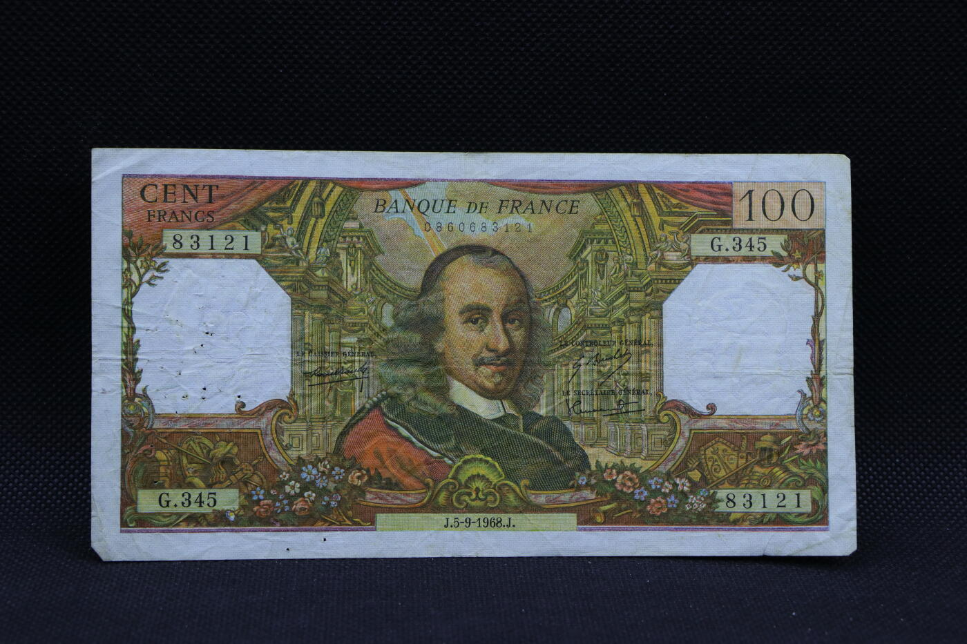【淘币小摊】限时拍第八百三十四拍  纸币场  满百包邮可预留两周  周一统一发货    法国1968年100法郎纸币【有折】