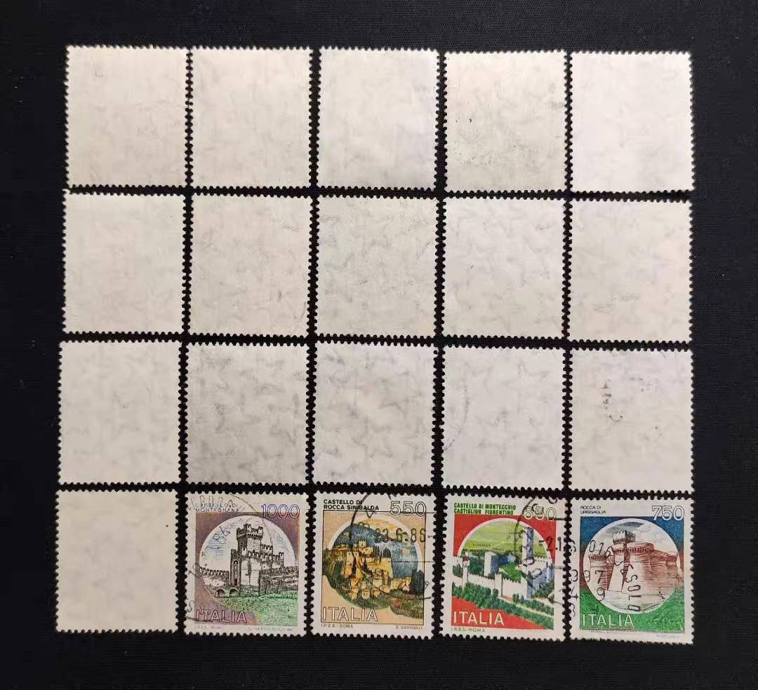 意大利官方发行的《古城堡》大套票，20枚全实寄