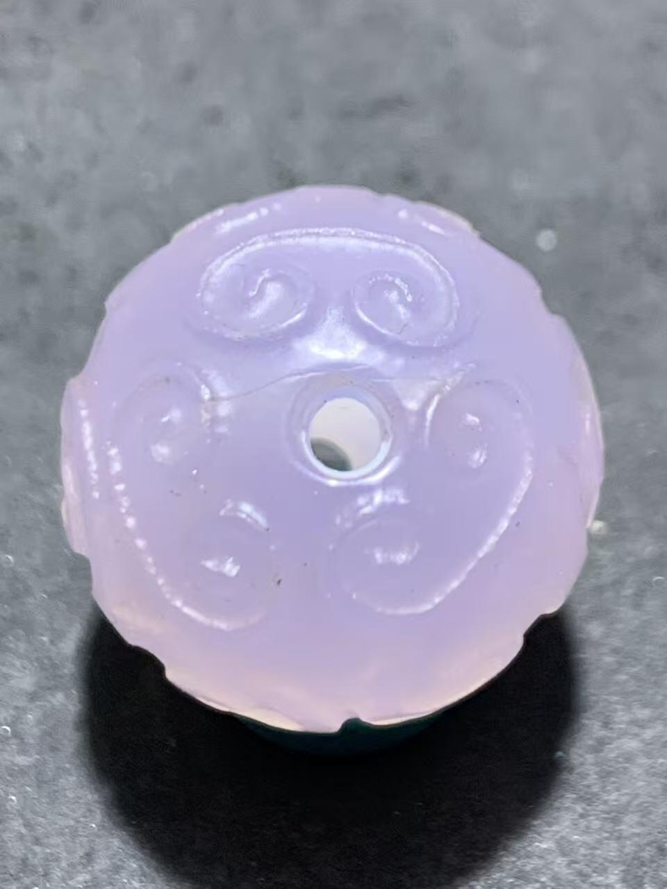 稀有紫罗兰高冰荧光润料玛瑙2.0通货回纹珠一颗，