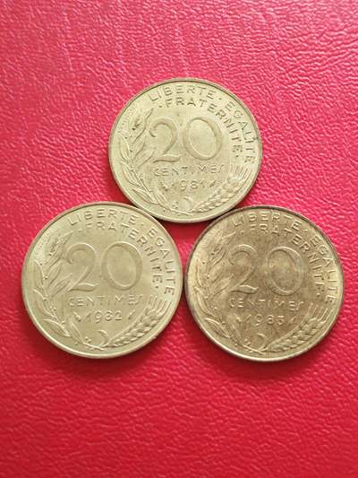 【云涧收藏】第八十四场 - 法国1981/82/83年20生丁3枚