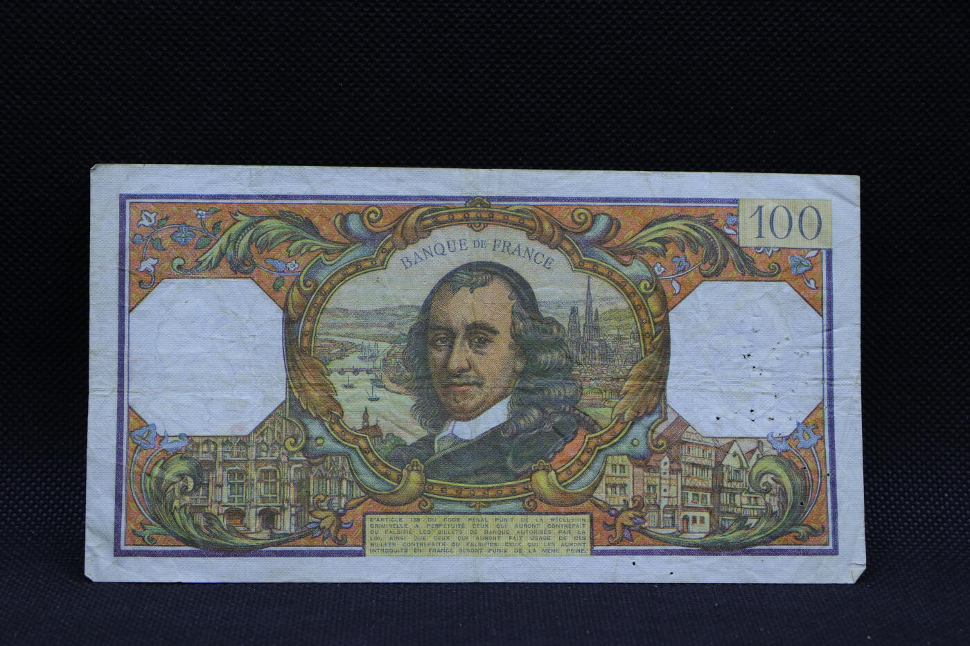 【淘币小摊】限时拍第八百三十四拍  纸币场  满百包邮可预留两周  周一统一发货    法国1968年100法郎纸币【有折】