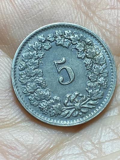 2025年第一百三十八场(总第一百六十四场）外国好品散币场(免佣金) - 瑞士🇨🇭1955年5拉彭(第二版，B标伯尔尼造)