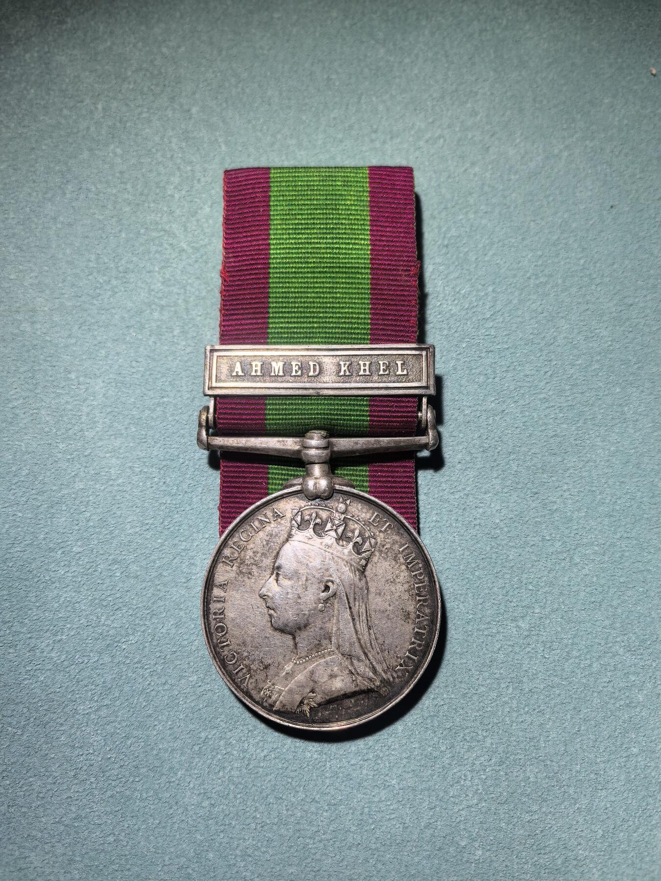 盛世勋华——号角文化勋章邮票专场拍卖第294期 英国1878-80年阿富汗战役奖章 极少见带Ahmed Khel勋条 银制 带刻名 不要拿没条的破烂来比