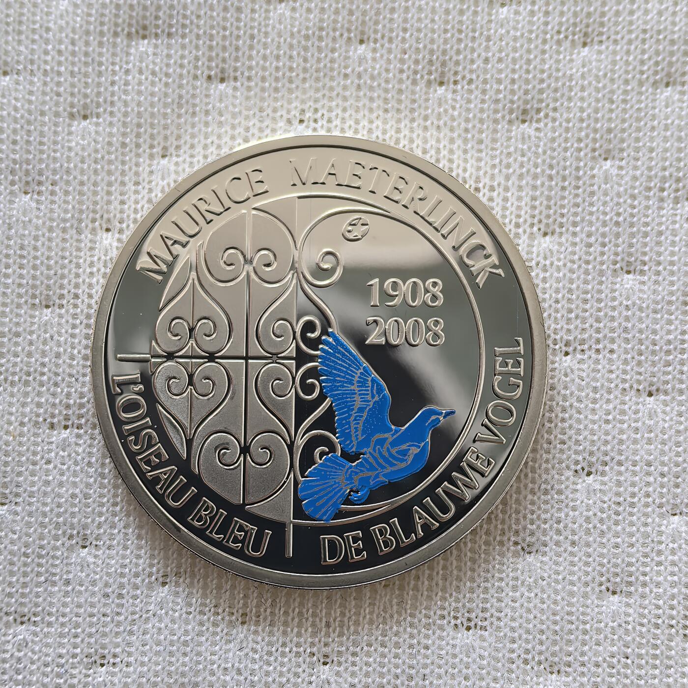 道一币馆币章第一百六十场 欧洲之星 比利时2008年莫里斯·梅特林克作品青鸟出刊百年10欧元精制银币  18.75g 925S 20000