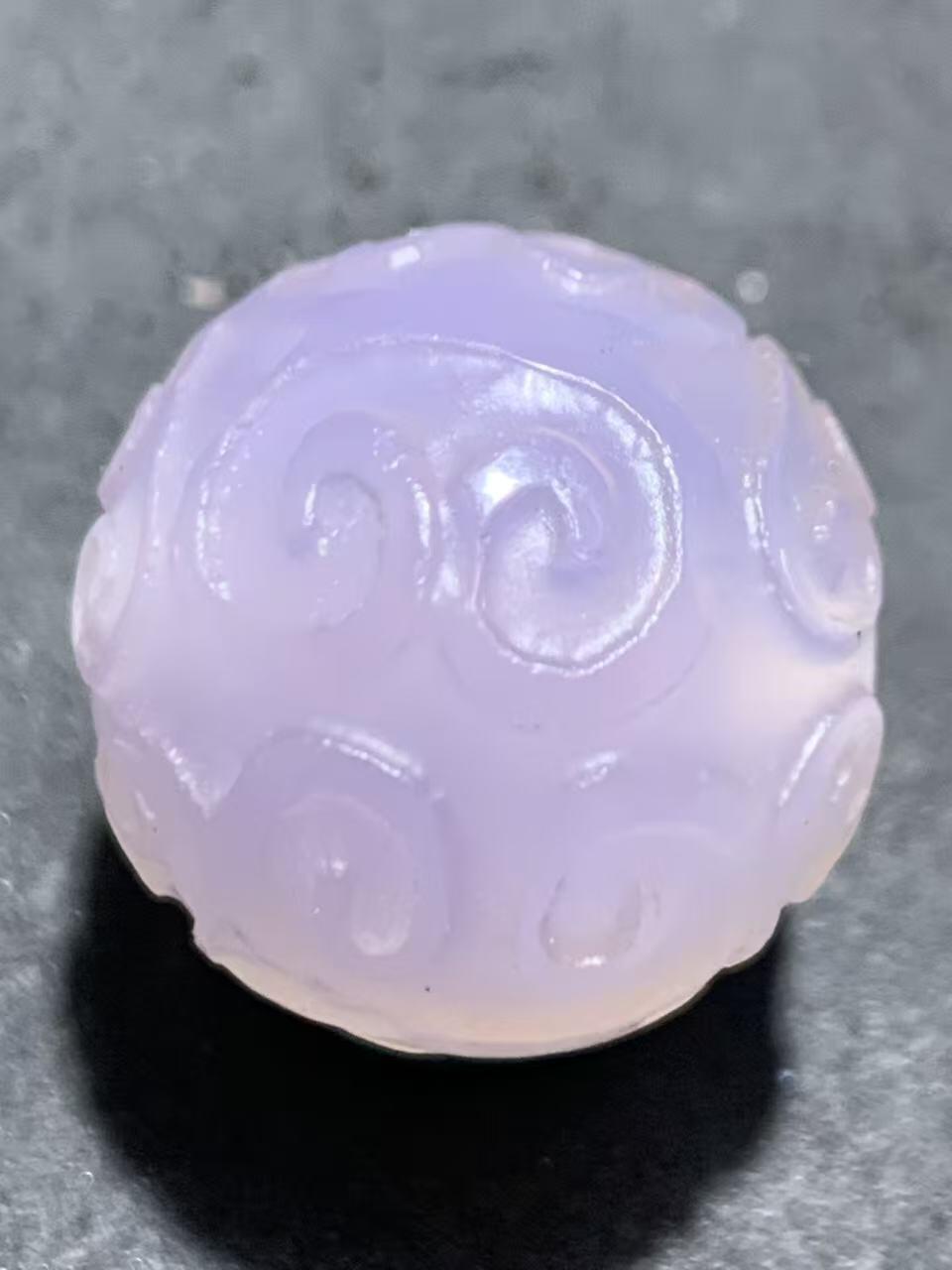 稀有紫罗兰高冰荧光润料玛瑙2.0通货回纹珠一颗，