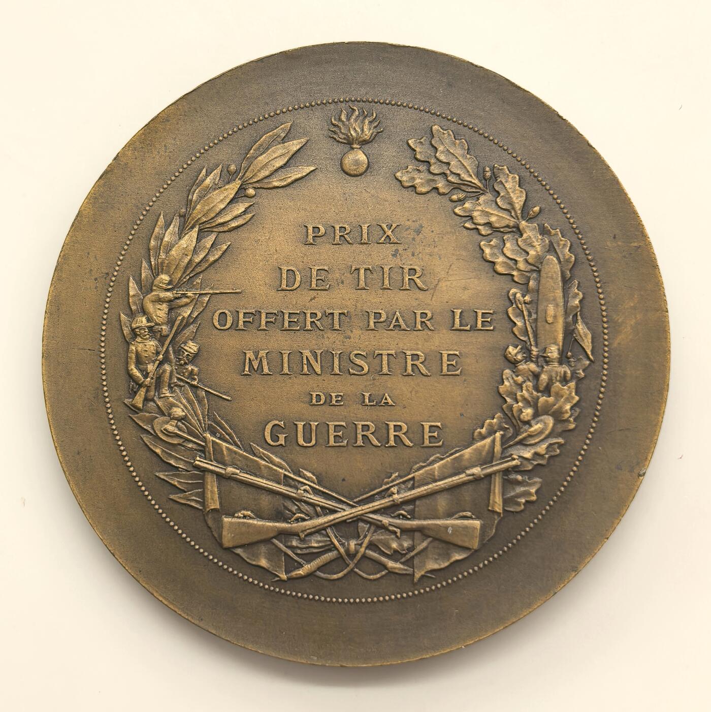 博洋堂世界钱币拍卖第153期（全场包邮） 法国玛丽安娜女武神射击节纪念大铜章，直径50mm，62.6克，丰饶角铜标，极美品品相