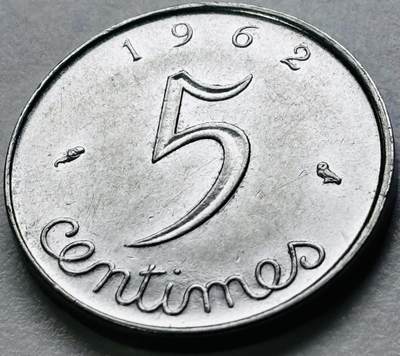 文馨钱币收藏第 286 场，圣诞节专场【 长期接收代拍品低至 0 佣金】 - 好品 1962 年法国 5 生丁