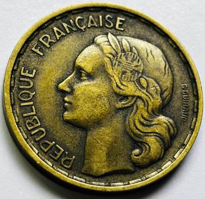 文馨钱币收藏第 286 场，圣诞节专场【 长期接收代拍品低至 0 佣金】 - 铜光美品 1951 年法兰西第四共和国 第一版本 50 法郎大铜币