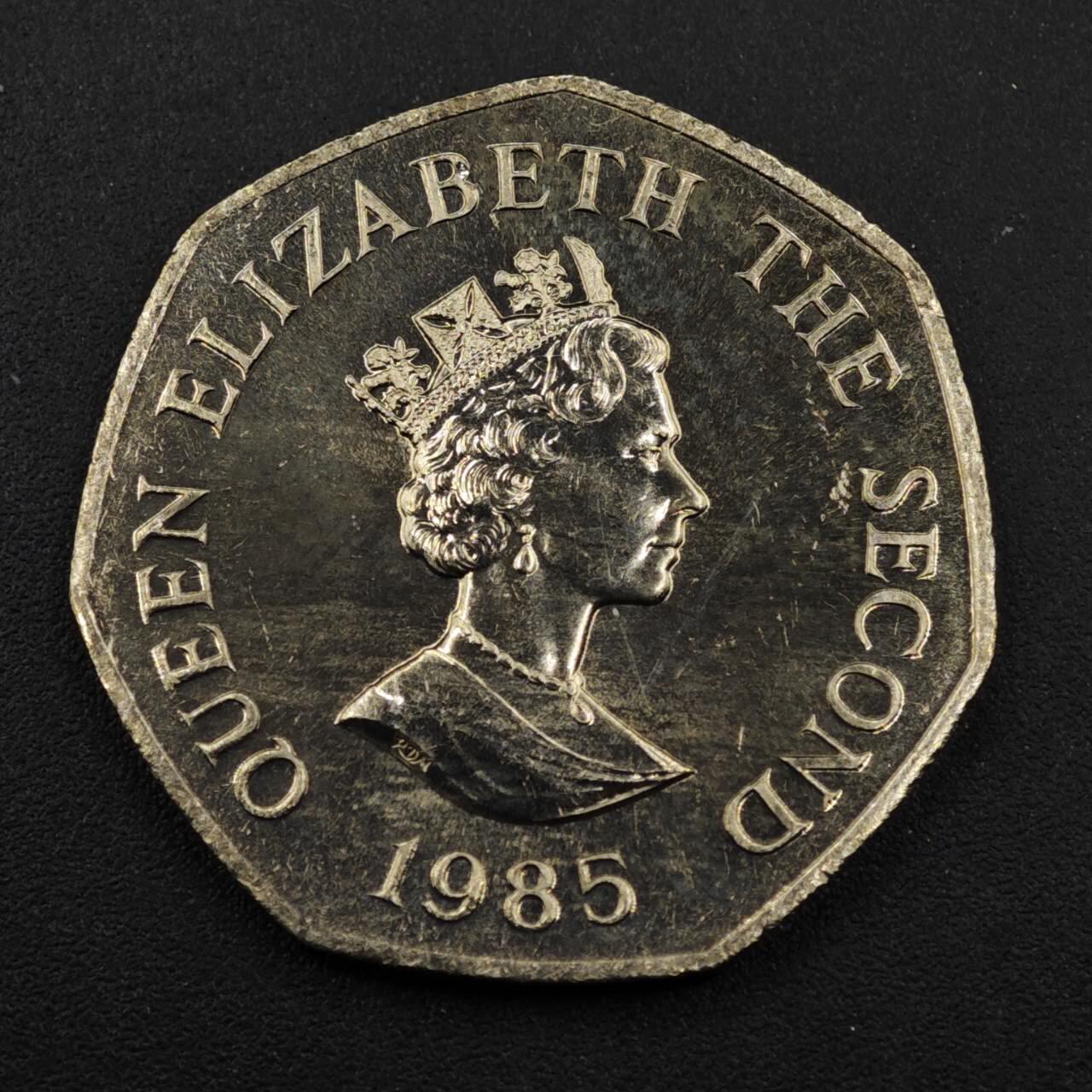 【淘币小摊】实时拍第八百三十三拍   散币场   满百包邮可预留二周 每周一统一发货   泽西岛1985年解放40周年50便士纪念镍币