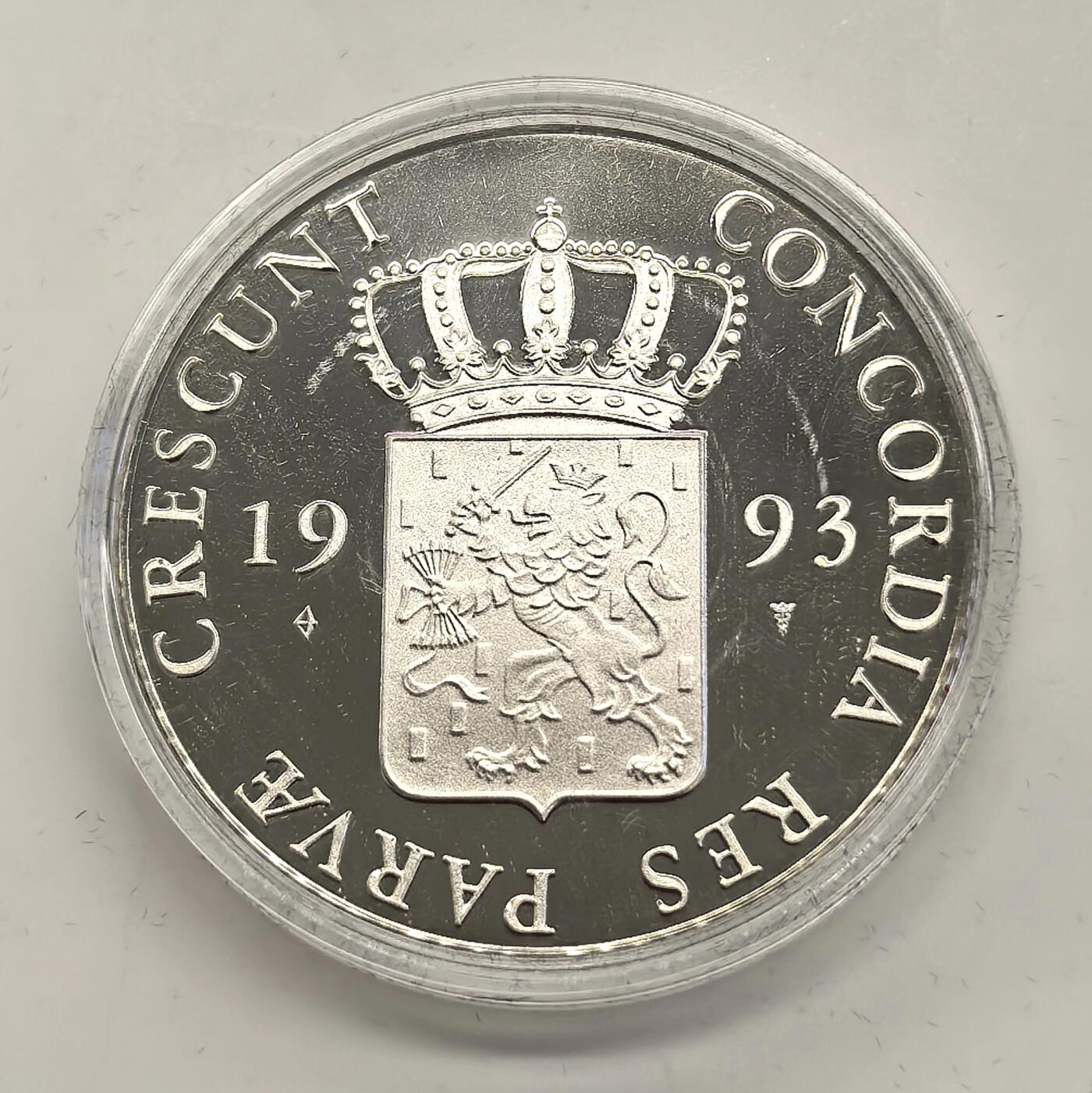 博洋堂世界钱币拍卖第153期（全场包邮） 荷兰1993年银杜卡特银币 乌得勒支（1816年复刻） 28.25克835银 发行量：约1万2千 盒证全