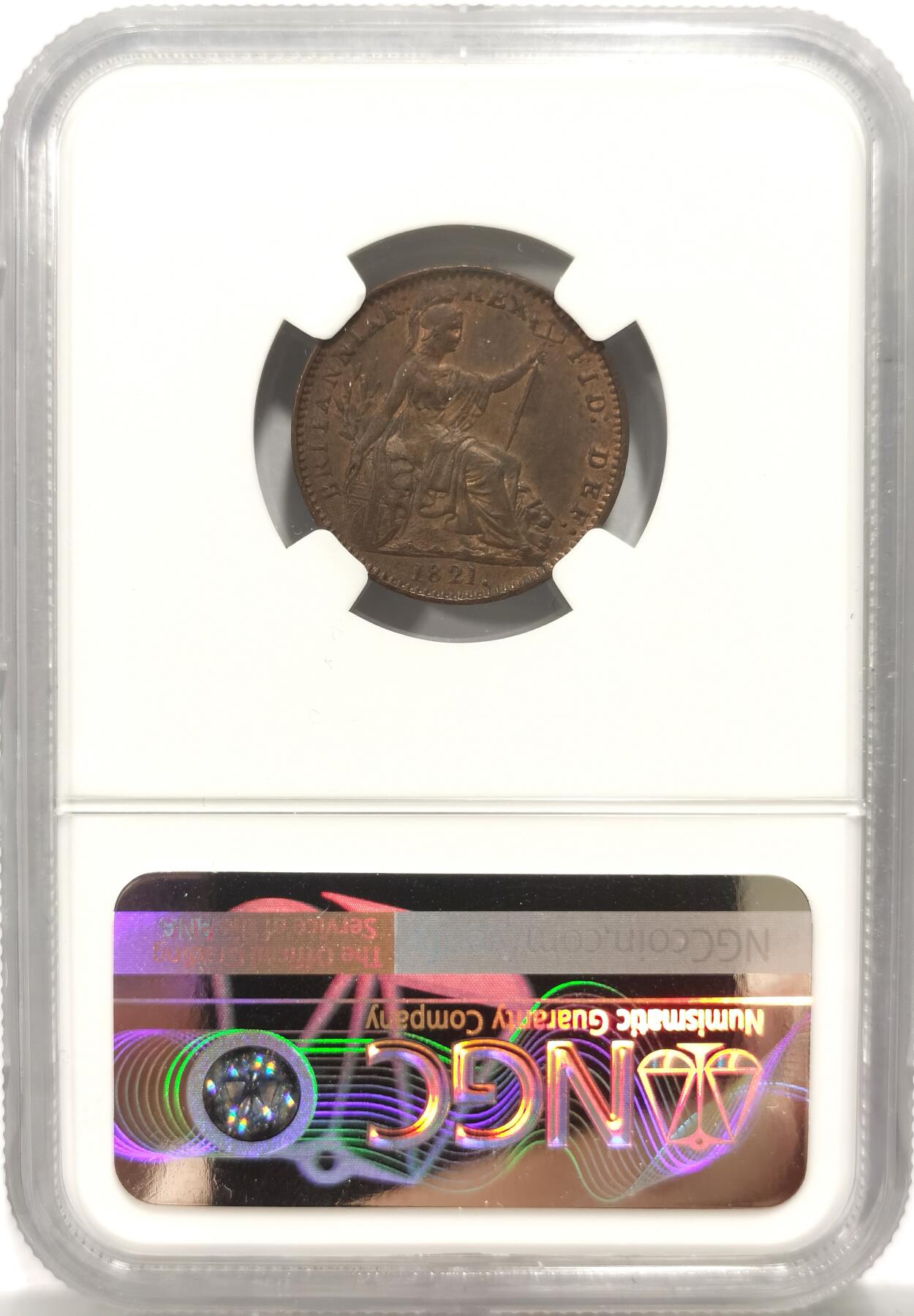 博洋堂世界钱币拍卖第153期（全场包邮） NGC MS62BN 英国1821年乔治四世1/4便士铜币