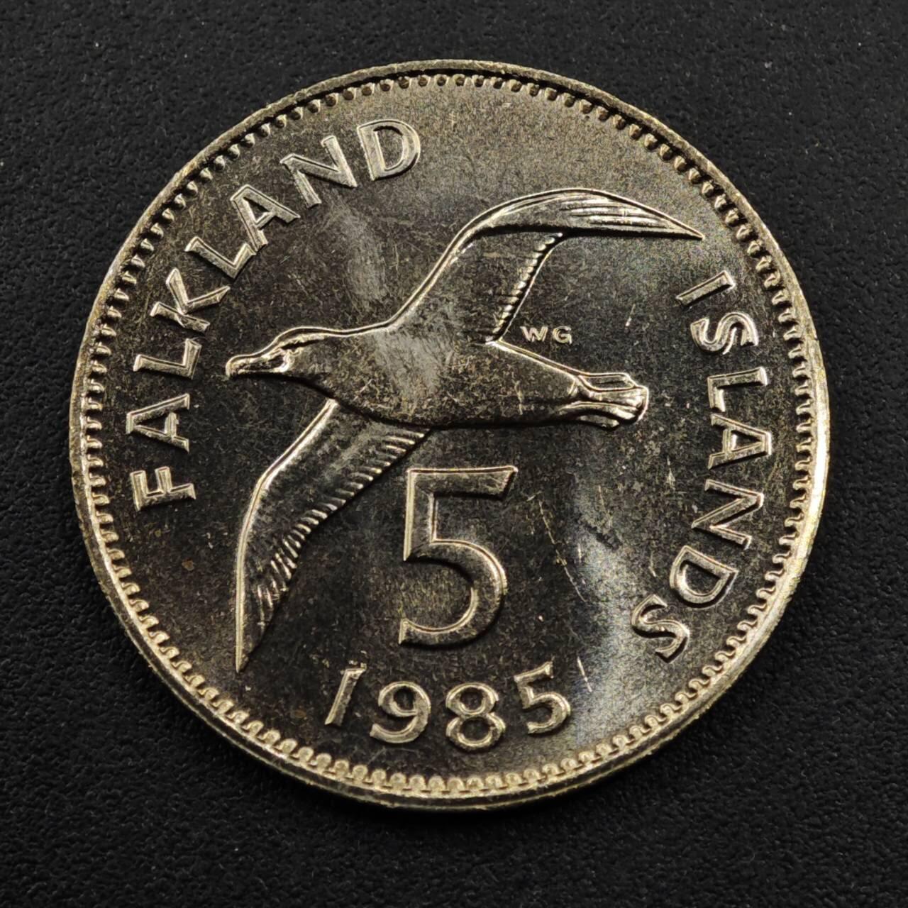 【淘币小摊】实时拍第八百三十三拍   散币场   满百包邮可预留二周 每周一统一发货   福克兰群岛1985年海鸥5便士镍币