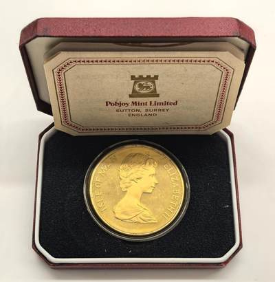 博洋堂世界钱币拍卖第153期（全场包邮） - 马恩岛1978年纪念伊丽莎白二世登基25周年1克朗精制银币，1盎司975银，带原盒证