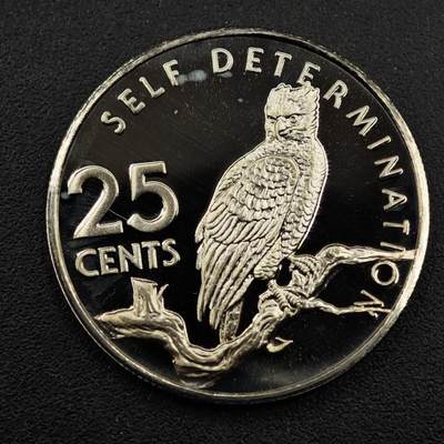 【淘币小摊】实时拍第八百三十三拍   散币场   满百包邮可预留二周 每周一统一发货   - 圭亚那1977年夜枭25分精制镍币