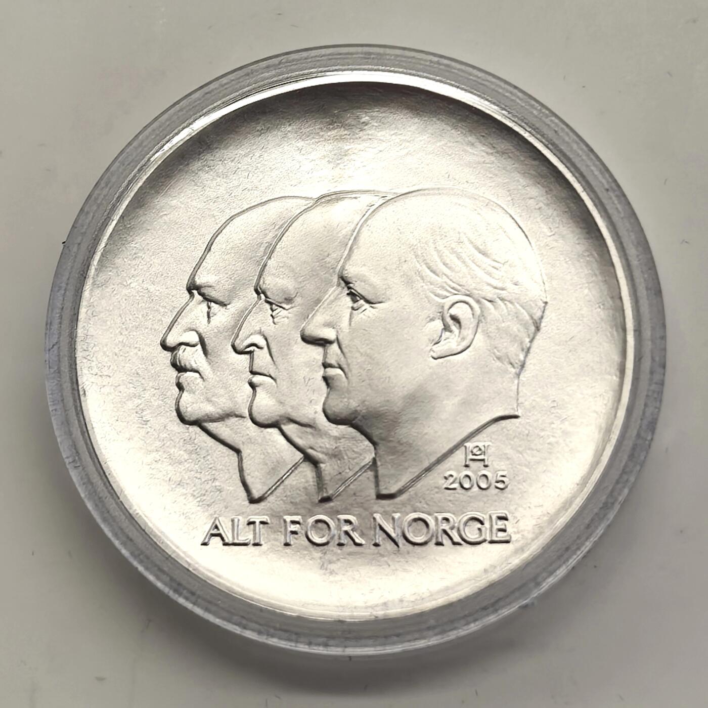 博洋堂世界钱币拍卖第153期（全场包邮） 挪威2005年100克朗精制银币 挪威瑞典联盟的解体-半导体 33.6克925银 发行量：10万 盒证全