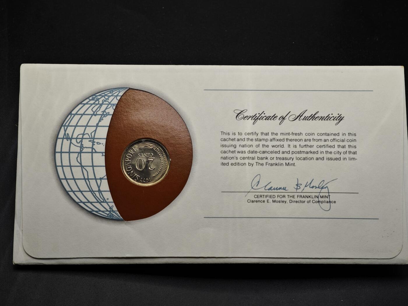 【淘币小摊】实时拍第八百三十三拍   散币场   满百包邮可预留二周 每周一统一发货   新加坡1977年20分邮币封