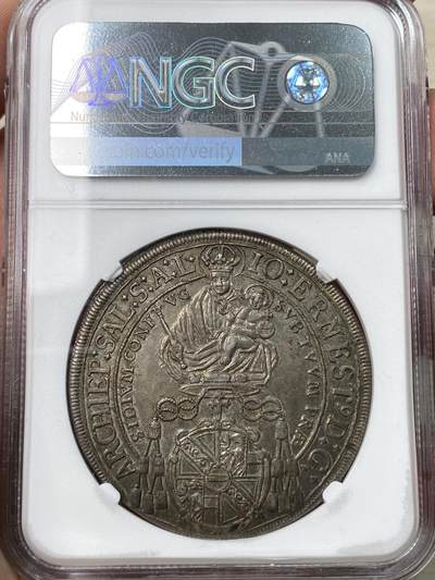 万国钱币拍卖第058期（万国新年大拍） NGC MS62 1694年神圣罗马帝国萨尔茨堡主教区圣鲁伯特大泰勒 全深打欧陆均匀酱彩加持 不可多得的收藏品质