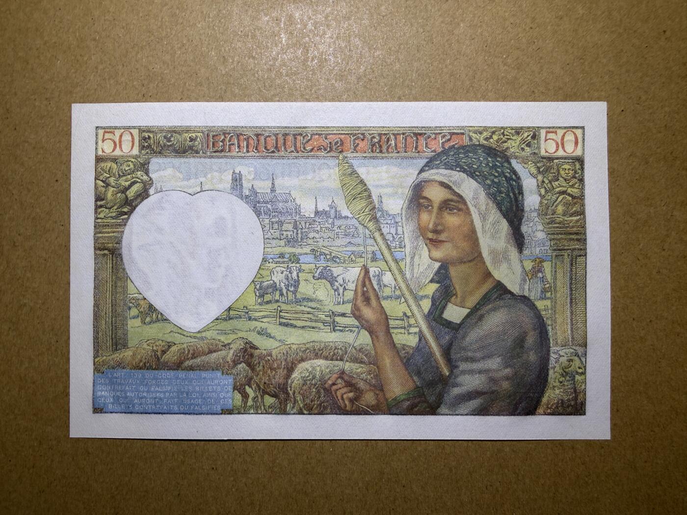 《艾美收藏》第225期-12.15周日外币精选场 法国50法郎 UNC 1941年 法国红顶商人雅克·科尔 无47