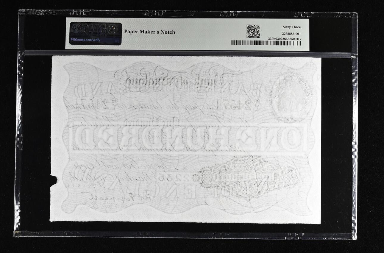 【Blue Auction】世界纸币精拍第765期——18级TOP拍卖/信誉/品质/专业/高效💫 【战时高值好品实属罕有】英格兰银行1936年100英镑 超大票幅 PMG63 利物浦分行 （由于当时英格兰银行的总行位于伦敦，所以白镑上书写的发行地点也是伦敦居多，而像利物浦、曼彻斯特、利兹等城市的英格兰银行当地分行发行的纸币就较为稀有，如此高分是一张不可多得的藏品。纸币上缺口是当时印刷时为了方便识别出厂就自带的） 