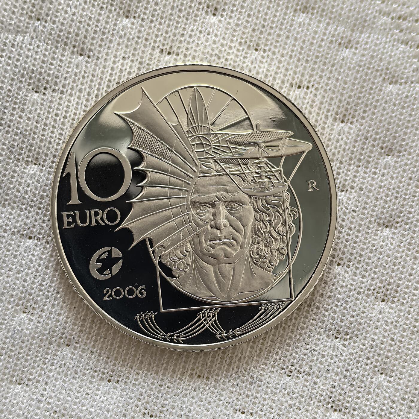 道一币馆币章第一百六十场 欧洲之星 意大利2006年无所不能的达芬奇10欧元精制银币  22g 925S 25000