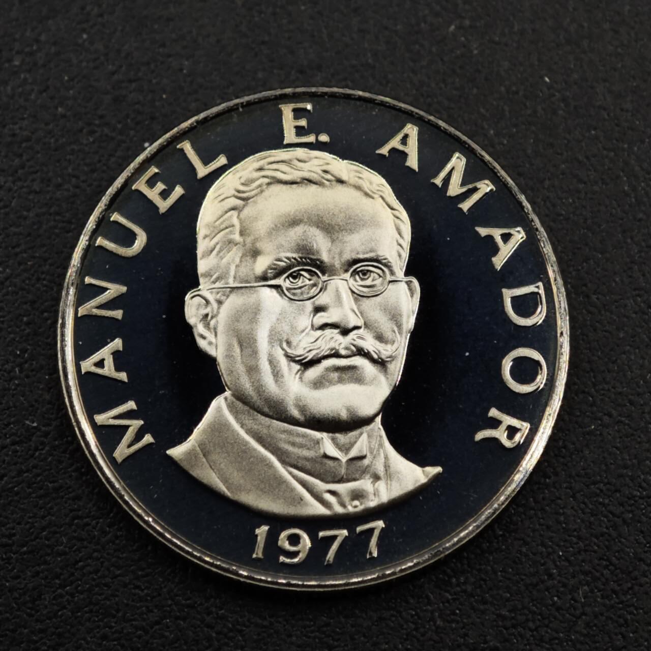 【淘币小摊】实时拍第八百三十三拍   散币场   满百包邮可预留二周 每周一统一发货   巴拿马1977年曼努埃尔·阿马多尔10分精制镍币