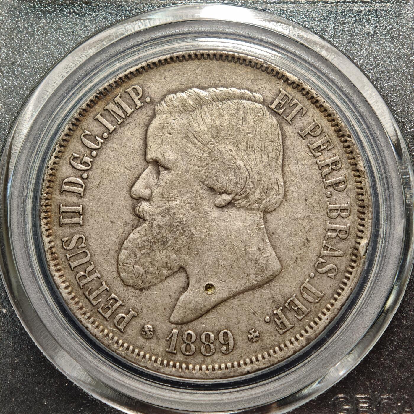 【德藏】世界币章拍卖第158期（拍品征集中~欢迎藏友联系） 1889年 巴西佩德罗二世2000瑞斯银币 公博  XF06